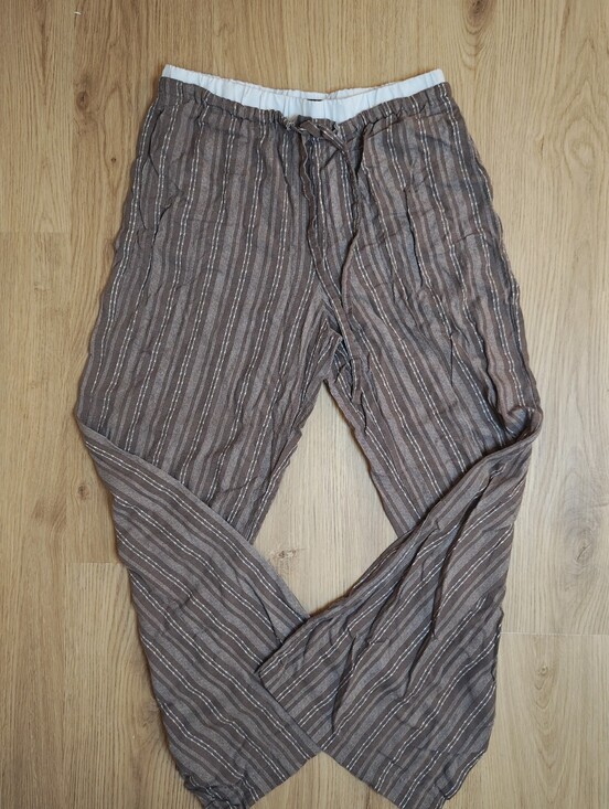 Pants - Brown Striped Wide-Leg Pants Size Large